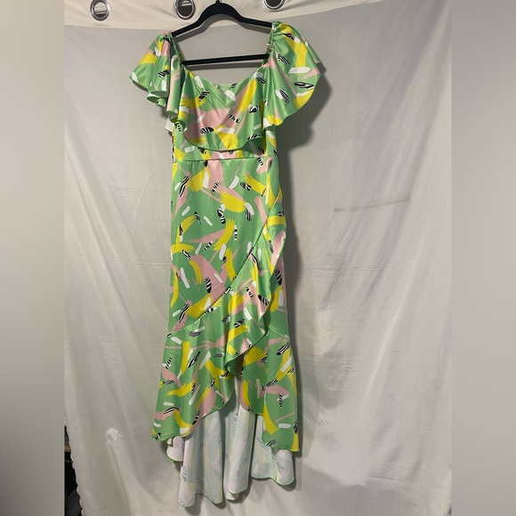 Flounce London Satin Bardot Dress Size 4 - Picture 3 of 11